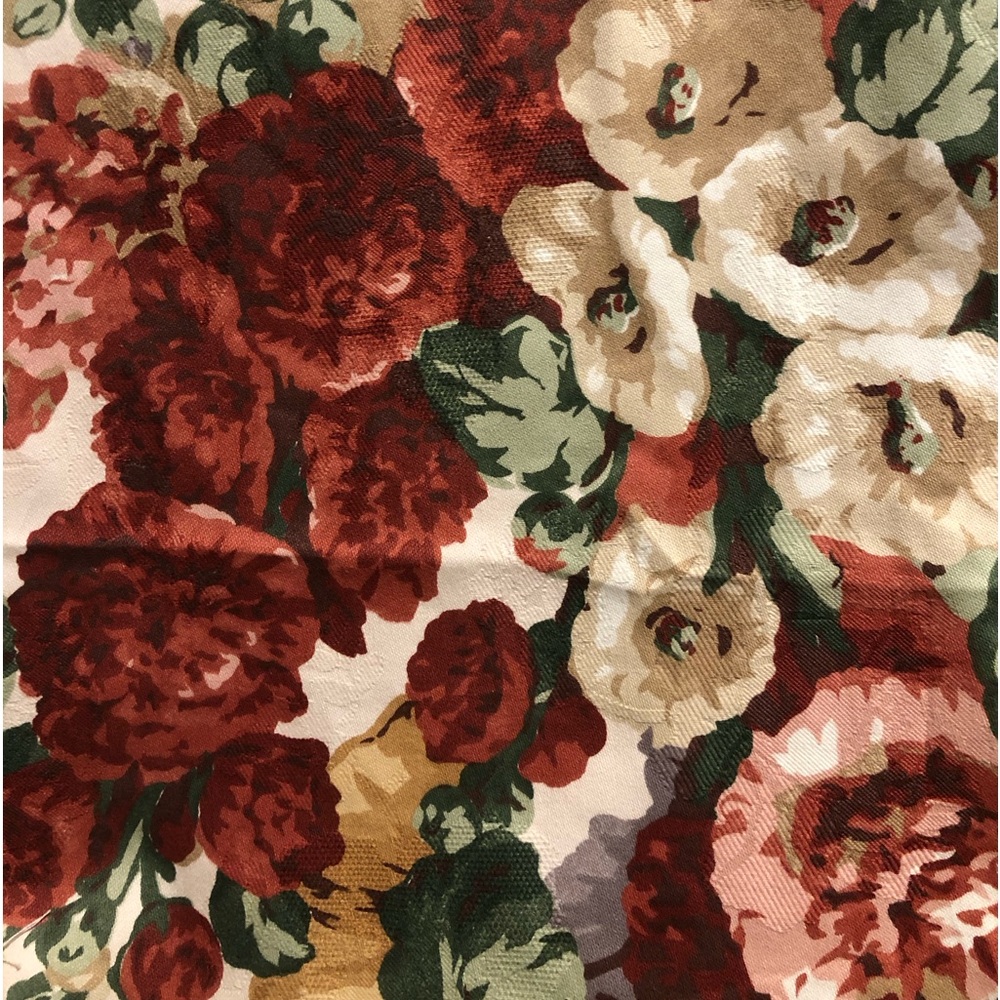 VINTAGE CABBAGE ROSE FABRIC 2 YD 72x57 WESTERN TEXTILE USA COTTON